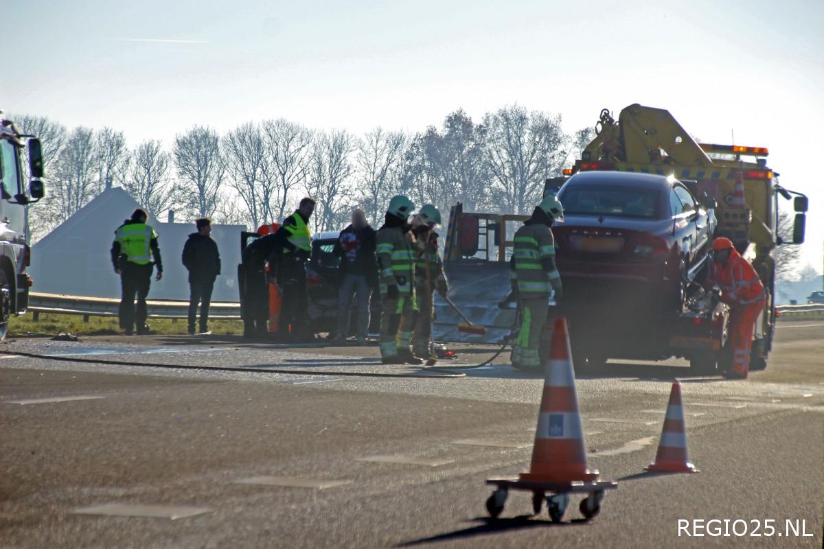 Kettingbotsing bij oprit A6