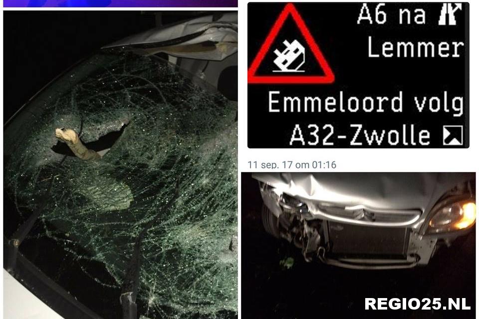 Auto’s botsen op omgewaaide boom A6