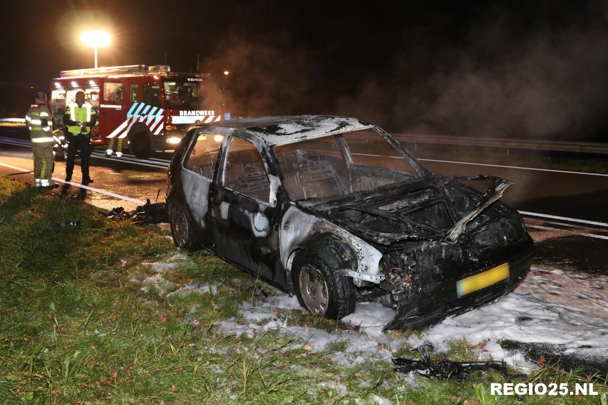 Auto in vlammen opgegaan op N50