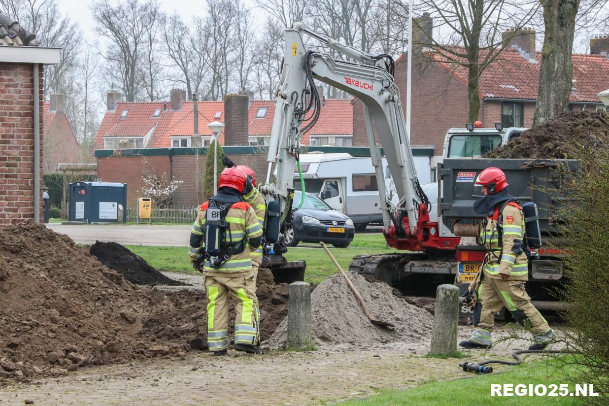 Lek in gasleiding door graafwerk