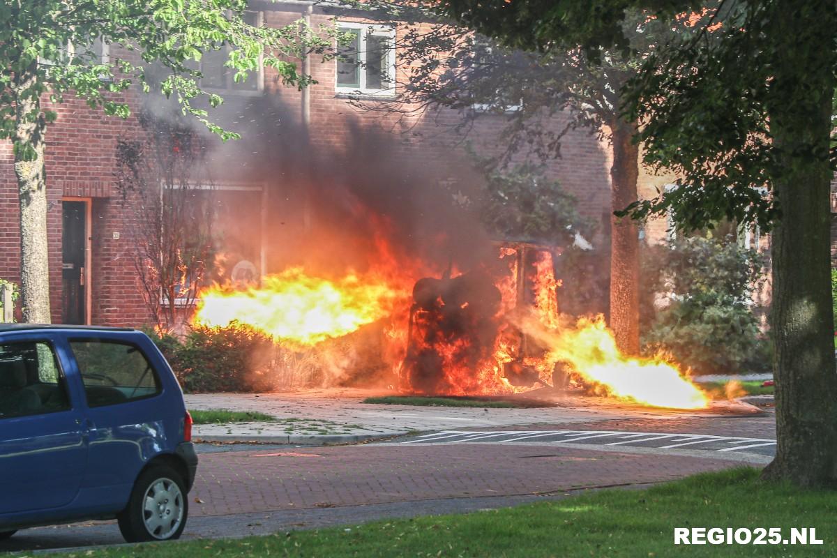 Flinke vlammen bij brandende onkruidverdelger