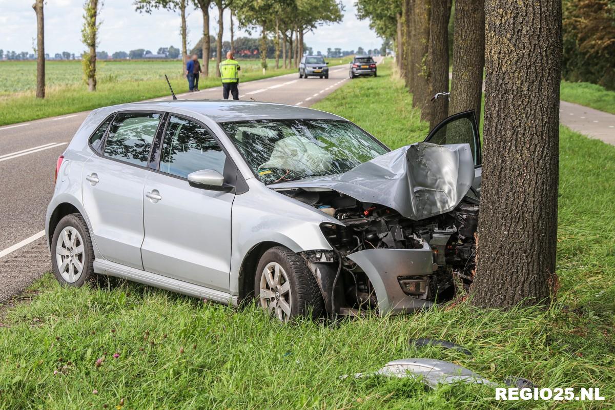 Auto botst frontaal tegen boom langs N351