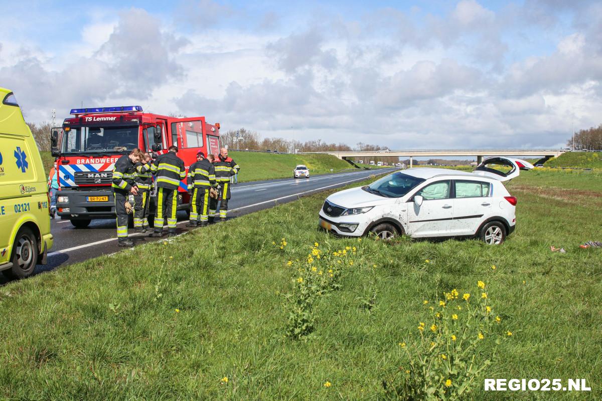 Auto’s raken van de A6 tijdens hagelbui