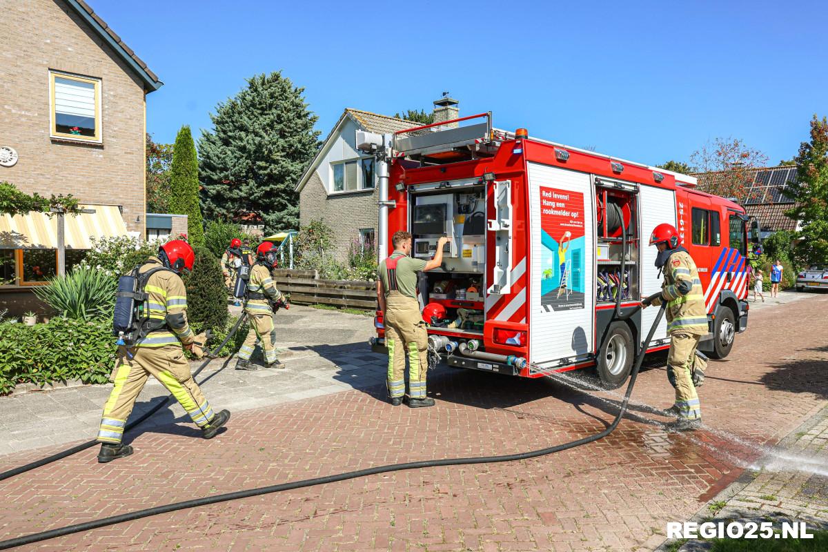 Houthok in brand door onkruid branden