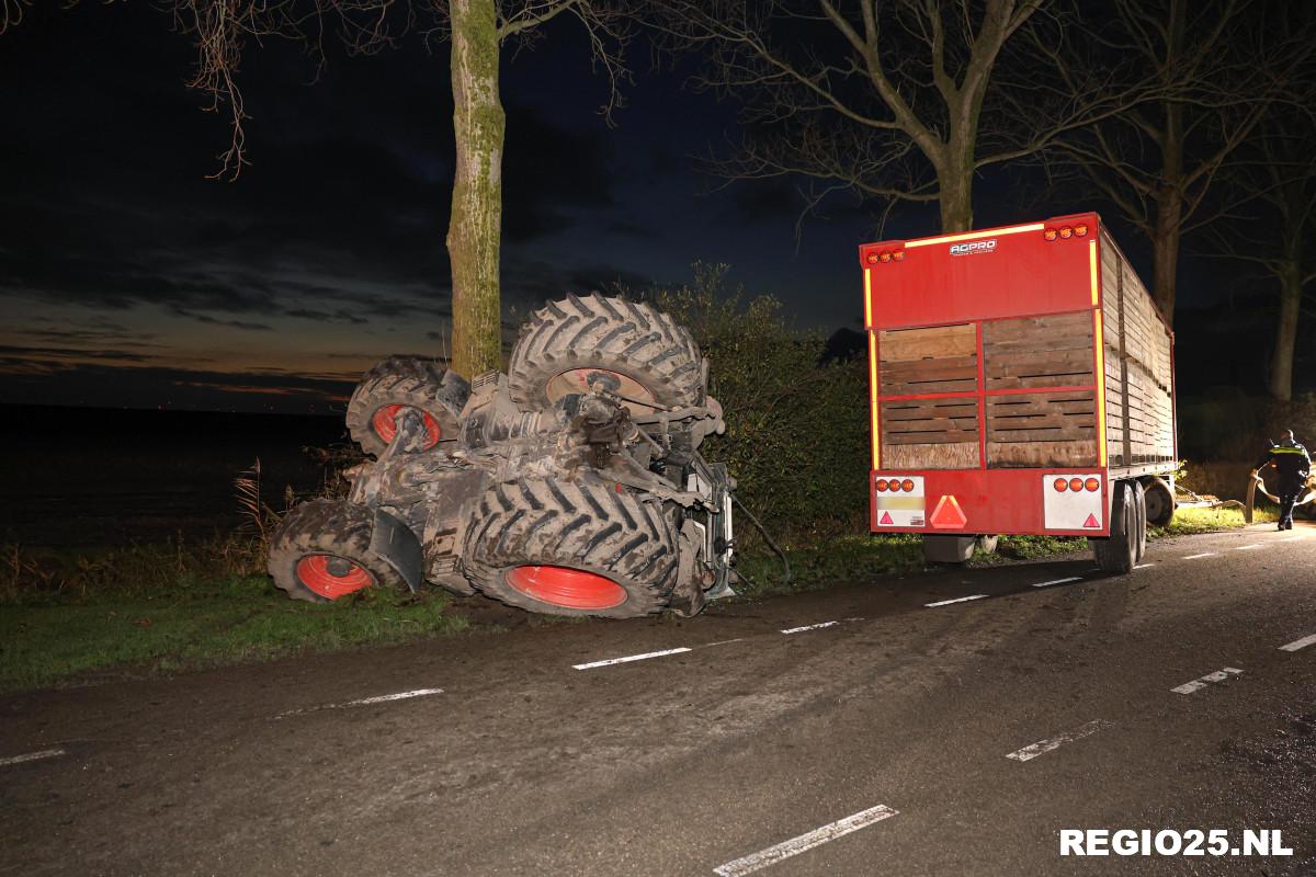 Trekker op z’n kant bij ongeval